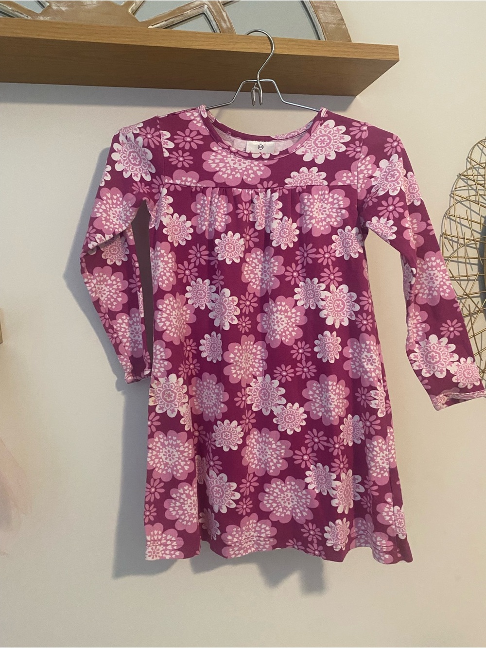 Hanna Andersson Pink Purple Floral Long-Sleeve Dress